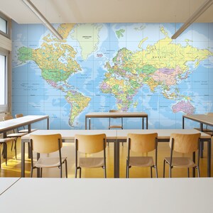 3d mapa do mundo design l1595 comercial removível papel de parede auto adesivo peel & stick papel de parede mural ajstoreart