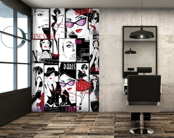 3D Graffiti Fashion New York Salon L1658 Commercial Removable Wallpaper Self Adhesive Wallpaper Peel & Stick Wallpaper Mural AJSTOREArt