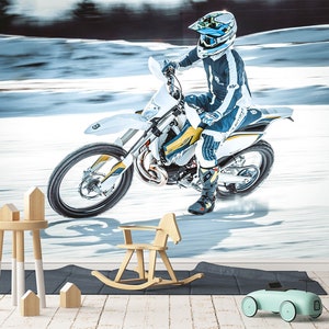 3D Motorrad Charm Transport L432 abnehmbare Tapete selbstklebende Tapete extra groß Peel & Stick Tapete Tapete Wandbild AJSTOREArt