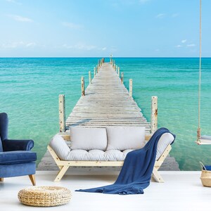 3D Relaxing Sea L062 Removable Wallpaper Self Adhesive Wallpaper Extra Large Peel & Stick Wallpaper Wallpaper Mural AJSTOREArt