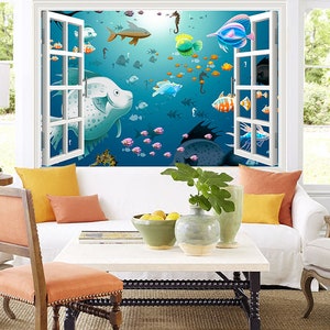 3D Cartoon Sea World L10143 abnehmbare Tapete selbstklebende Tapete extra groß Peel & Stick Tapete Tapete Wandbild AJSTOREArt