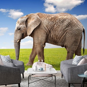 3D Old Elephant L3541 Animale Carta da parati rimovibile Carta da parati autoadesiva Peel & Stick Wallpaper Wallpaper Mural AJSTOREArt