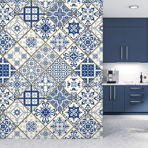 3D Delicati motivi blu L7940 Carta da parati rimovibile Carta da parati autoadesiva Carta da parati Extra Large Peel & Stick Wallpaper Wallpaper Mural AJSTOREArt