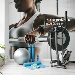3D Women's Barbell Training L10702 Palestra Carta da parati rimovibile Carta da parati autoadesiva Carta da parati Extra Large Peel & Stick Wallpaper Mural AJSTOREArt