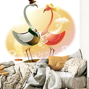 3D Cartoon Dieren Love L11069 Verwijderbare Wallpaper Zelfklevende Wallpaper Extra Grote Peel & Stick Wallpaper Muurschildering AJSTOREArt