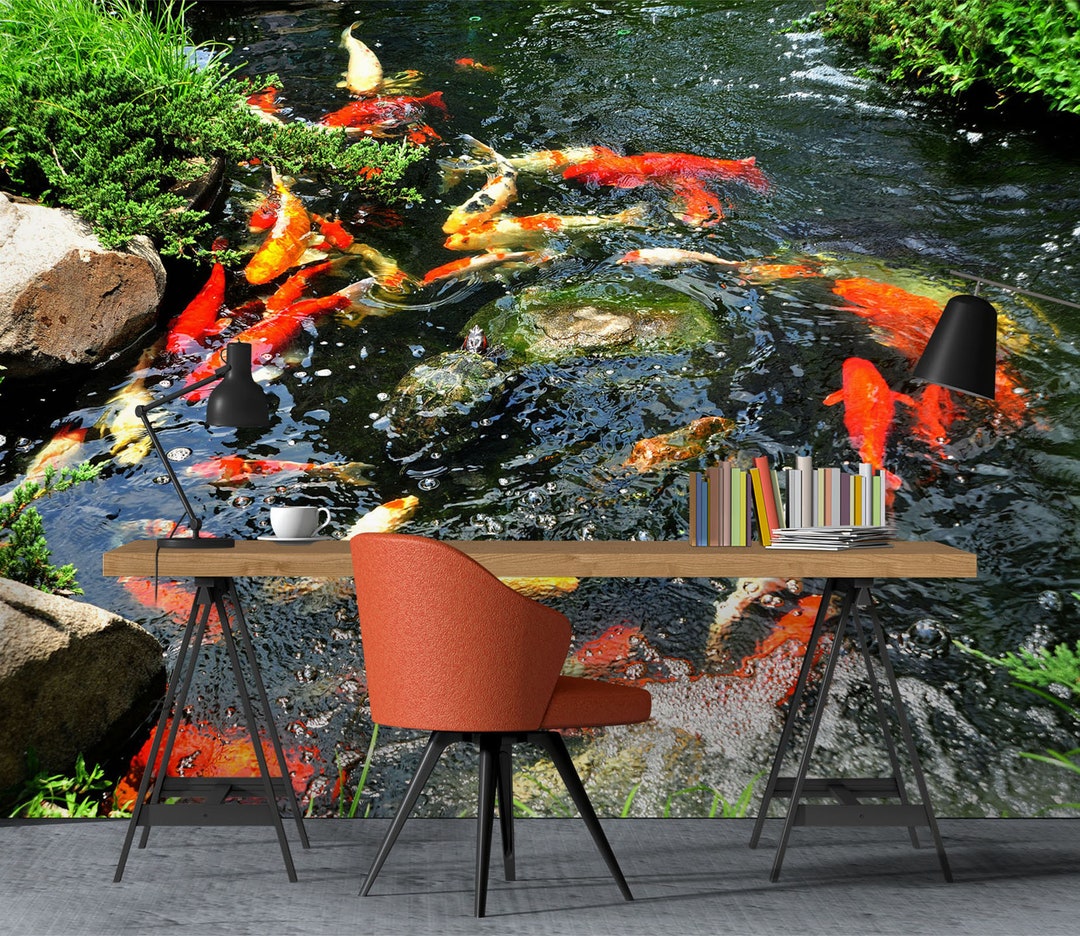3D Nature Koi Pond L8463 Animal Removable Wallpaper Self Adhesive ...