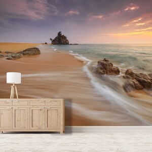 3D Gentle Sea Beach L010 Removable Wallpaper Self Adhesive Wallpaper Extra Large Peel & Stick Wallpaper Wallpaper Mural AJSTOREArt