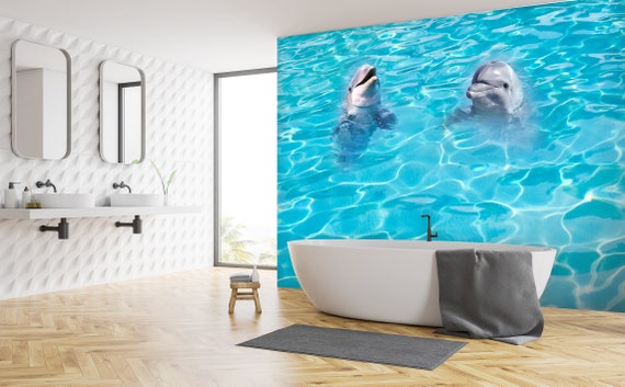 3D Baby Dolphin Animal Baño L2589 Papel pintado extraíble comercial Papel  pintado autoadhesivo Peel & Stick Wallpaper Mural AJSTOREArt