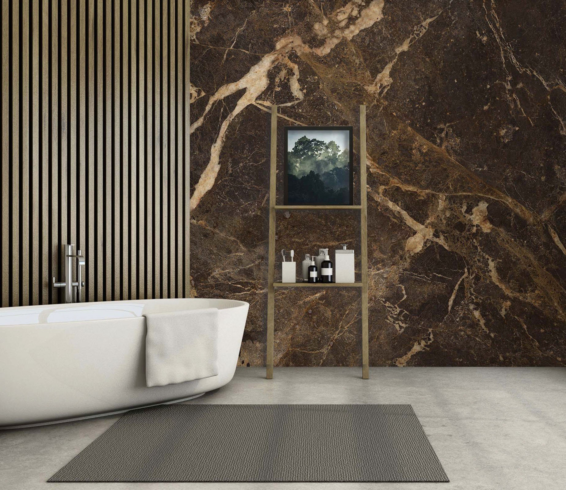 3D Brown Marble Texture Bathroom L1831 Commercial Removable Etsy