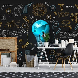 3d azul lâmpada mapa escritório em casa l2000 comercial removível papel de parede auto adesivo peel & stick mural ajstoreart