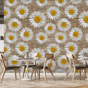 3D White Gerbera Flowers L8012 Removable Wallpaper Self Adhesive Wallpaper Extra Large Peel & Stick Wallpaper Wallpaper Mural AJSTOREArt