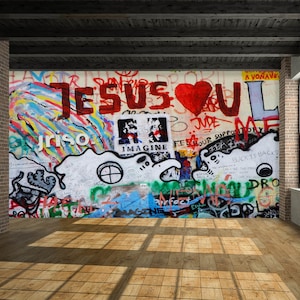 3D Graffiti L041 Removable Wallpaper Self Adhesive Wallpaper Extra Large Peel & Stick Wallpaper Wallpaper Mural AJSTOREArt