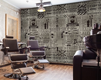 3D Retro Art Fashion L15401 Hair Cut Salon Barber Shop Commercial Removable Wallpaper Self Adhesive Peel & Stick Wallpaper Mural AJSTOREArt
