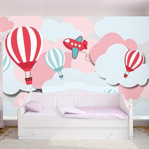 3D leuke cartoon vliegtuig L10140 verwijderbare wallpaper zelfklevende wallpaper extra grote peel & stick wallpaper muurschildering AJSTOREArt
