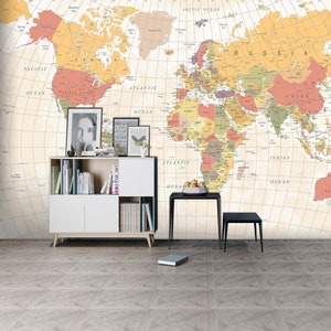 3d bonito mapa do mundo cores escritório em casa l2156 comercial removível papel de parede auto adesivo peel & stick mural ajstoreart