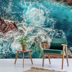 3D Blue Sea Design L7467 Carta da parati rimovibile Carta da parati autoadesiva Carta da parati Extra Large Peel & Stick Wallpaper Mural aJSTOREArt