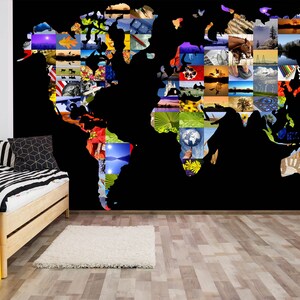 3d natureza paisagem l9718 mapa do mundo removível papel de parede auto adesivo extra grande casca & vara papel de parede mural aj