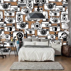 3D White Cameras L038 Removable Wallpaper Self Adhesive Wallpaper Extra Large Peel & Stick Wallpaper Wallpaper Mural AJSTOREArt