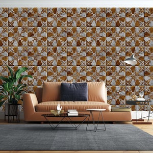 3D Unregelmäßig braune Steine L7066 abnehmbare Tapete selbstklebende Tapete extra groß Peel & Stick Tapete Tapete Wandbild AJSTOREArt