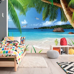 3D Beach Sea Birds Bedroom L2772 Commercial Removable Wallpaper Self Adhesive Wallpaper Peel & Stick Wallpaper Wallpaper Mural AJSTOREArt