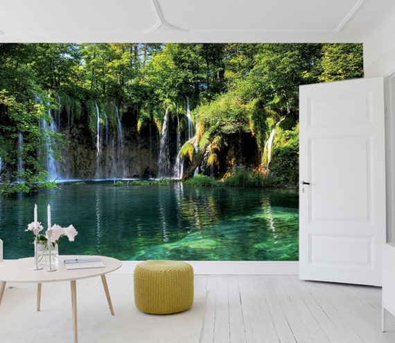 3D Green Forest Lake Living Room L2395 