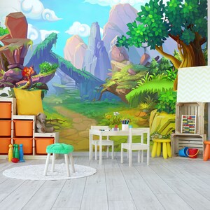 3D Cartoon Fairy Tale Play Centre L1703 kommerzielle abnehmbare Tapete selbstklebend Tapete Peel & Stick Tapete Wandbild AJSTOREArt