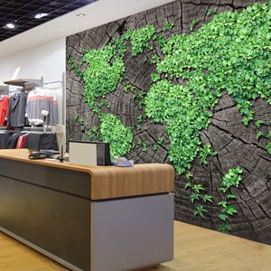 3d folhas mapa do mundo varejo l1524 comercial removível papel de parede auto adesivo peel & stick papel de parede mural ajstoreart