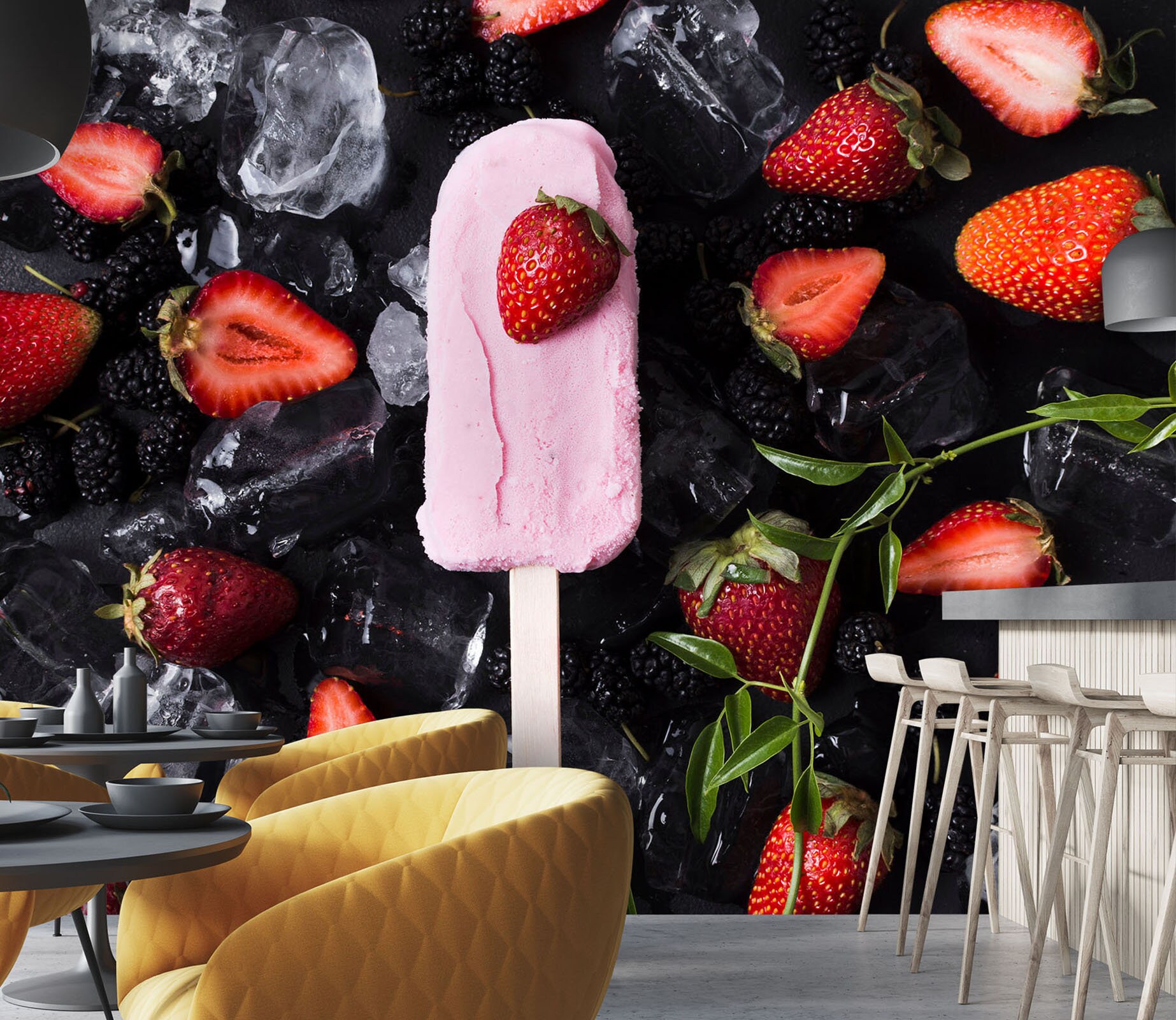 3D Strawberry Popsicles L17064 Commercial Removable Wallpaper - Etsy