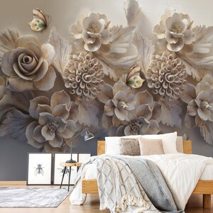 3D Elegante fiore design Camera da letto L2337 Carta da parati commerciale rimovibile Carta da parati autoadesiva Peel & Stick Wallpaper Mural AJSTOREArt