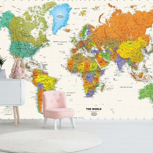 3d rico colorido mapa do mundo quarto do miúdo l2284 comercial removível papel de parede auto adesivo peel & stick mural ajstoreart