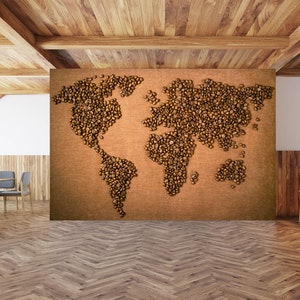 3d grãos de café l9742 mapa do mundo removível papel de parede auto adesivo extra grande casca & vara papel de parede mural aj