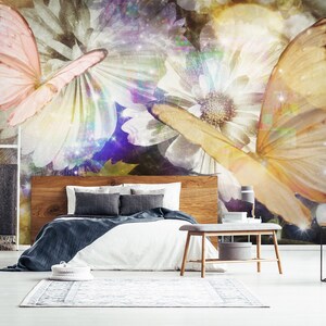 3D Dreamy Flower Animal Butterfly L7530 Removable Wallpaper Self Adhesive Wallpaper Peel & Stick Wallpaper Wallpaper Mural AJSTOREArt