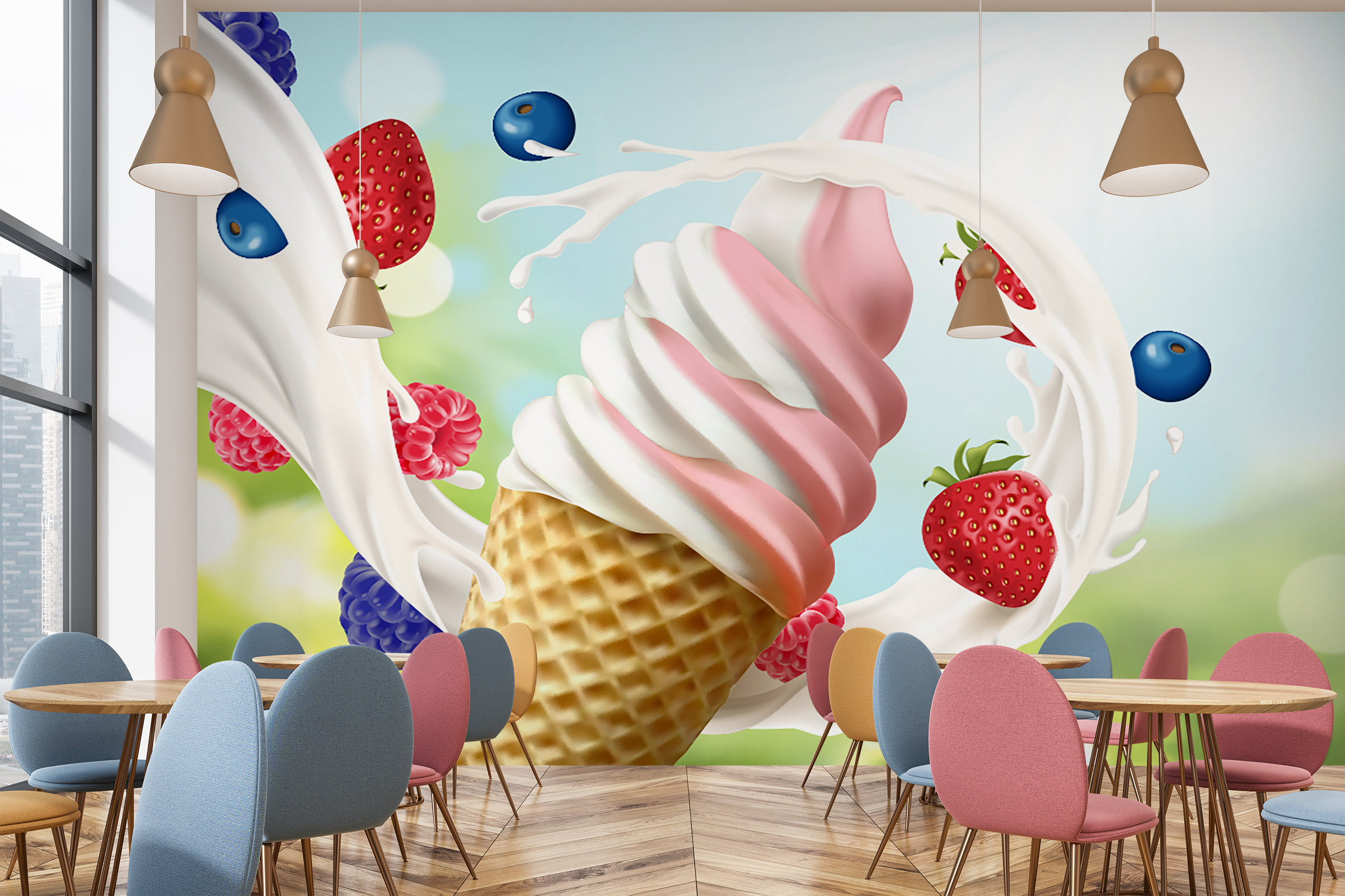Helado de leche 3D L17005 Papel tapiz extraíble comercial Fondo de pantalla  autoadhesivo Peel \u0026 Stick Papel tapiz Papel tapiz Mural AJSTOREArt, image size:2403x1602