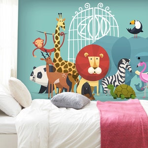 3D Cartoon Dieren Kinderkamer L2305 Commercieel Verwijderbaar Behang Zelfklevend Behang Peel & Stick Behang Muurschildering AJSTOREArt