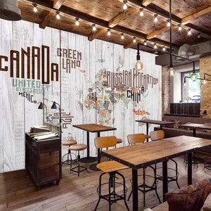 3D Simple Planks World Map L18981 Fondo de pantalla extraíble Fondo de pantalla autoadhesivo Papel tapiz extra grande Peel & Stick Wallpaper Wallpaper Mural AJSTOREArt
