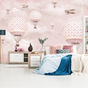 3D Cute Pink Balloons Camera da letto L3131 Carta da parati commerciale rimovibile Carta da parati autoadesiva Peel & Stick Wallpaper Wallpaper Mural AJSTOREArt