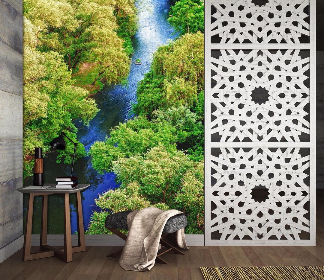 3D Forest Fantasy Blue River L8496 Removable Wallpaper Self Adhesive ...