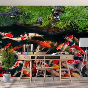 3D Animal Koi Luck L8466 abnehmbare Tapete selbstklebende Tapete extra groß Peel & Stick Tapete Tapete Wandbild AJSTOREArt