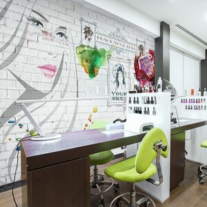 3D White Brick Beauty Painting Salon L2045 Commercial Removable Wallpaper Self Adhesive Wallpaper Peel & Stick Wallpaper Mural AJSTOREArt