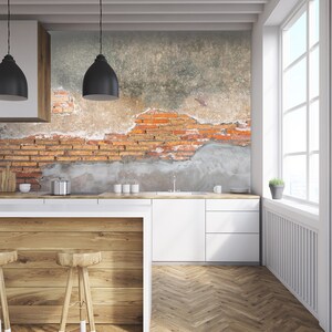 3D Vecchi mattoni Cucina L1773 Carta da parati commerciale rimovibile Carta da parati autoadesiva Peel & Stick Wallpaper Wallpaper Mural AJSTOREArt