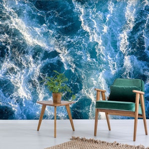 3D Blue Sea Wish L8373 Carta da parati rimovibile Carta da parati autoadesiva Carta da parati Extra Large Peel & Stick Wallpaper Mural aJSTOREArt