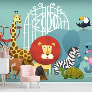 3D leuke cartoon dieren L059 verwijderbare wallpaper zelfklevend behang extra grote peel & stick wallpaper muurschildering AJSTOREArt