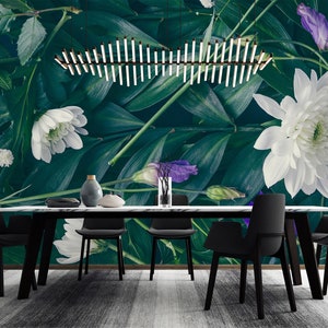 3D Clean White Flowers L7752 Removable Wallpaper Self Adhesive Wallpaper Extra Large Peel & Stick Wallpaper Wallpaper Mural AJSTOREArt