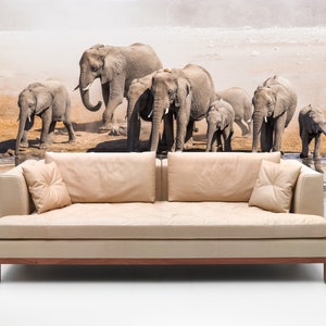 3D Animal Elephant Family L9954 Carta da parati rimovibile Carta da parati autoadesiva Carta da parati Extra Large Peel & Stick Wallpaper Wallpaper Mural AJSTOREArt