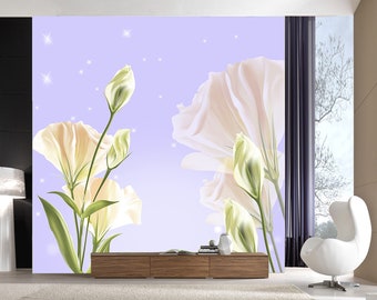 3D Dream White Flowers L11176 Removable Wallpaper Self Adhesive Wallpaper Extra Large Peel & Stick Wallpaper Wallpaper Mural AJSTOREArt
