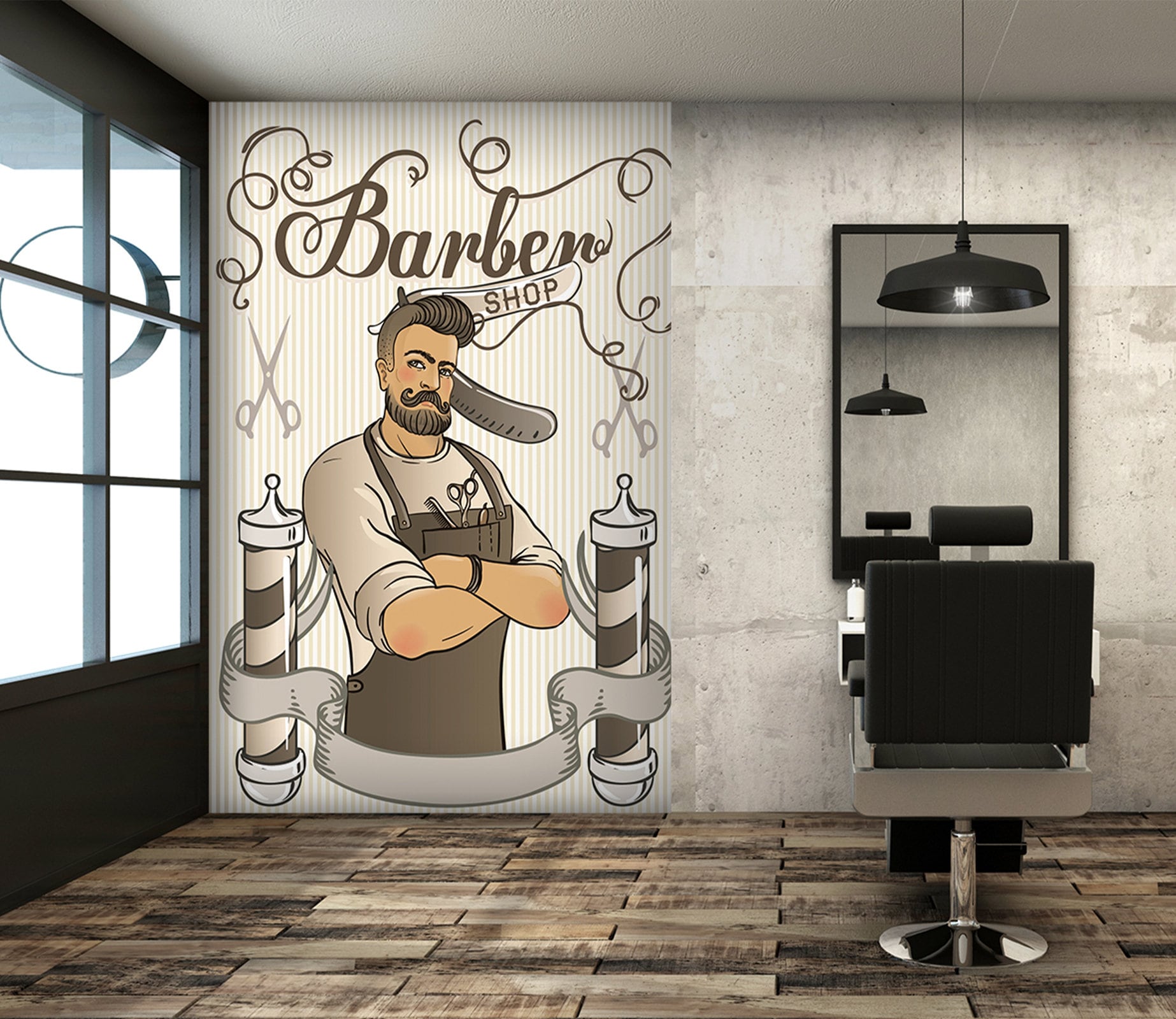 3D Confidence L15461 Hair Cut Salon Barber Shop Commercial Removable Wallpaper Self Adhesive Peel & Stick Wallpaper Mural AJSTOREArt