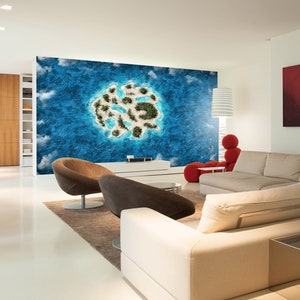 3D Fun Sea Island Shape L7268 Carta da parati rimovibile Carta da parati autoadesiva Extra Large Peel & Stick Wallpaper Wallpaper Mural AJSTOREArt