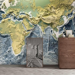 3d verde mapa do mundo arte l8990 papel de parede removível auto adesivo extra grande casca & vara papel de parede mural ajstoreart