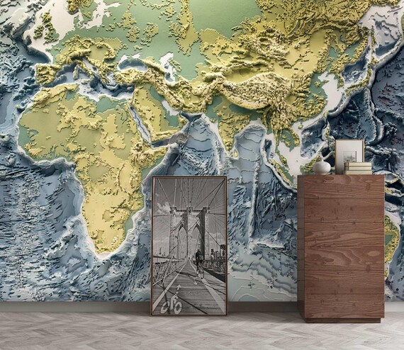 World map cheap 3d wallpaper