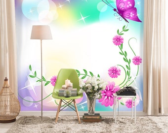 3D Purple Butterfly Animal Pattern L11197 Removable Wallpaper Self Adhesive Wallpaper Extra Large Peel & Stick Wallpaper Mural AJSTOREArt